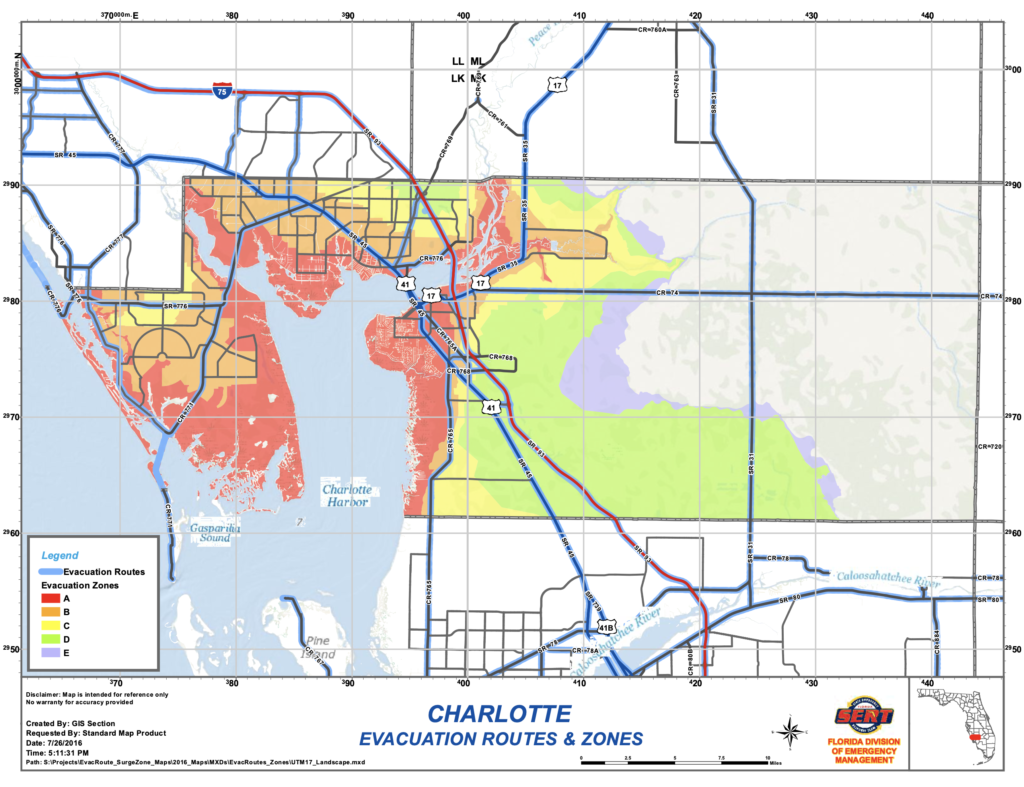 Charlotte County evacuation routes & zones