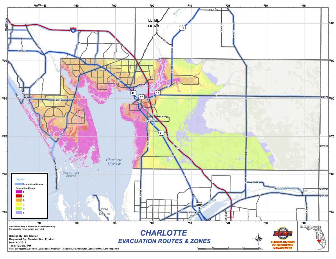 Charlotte County evacuation routes & zones