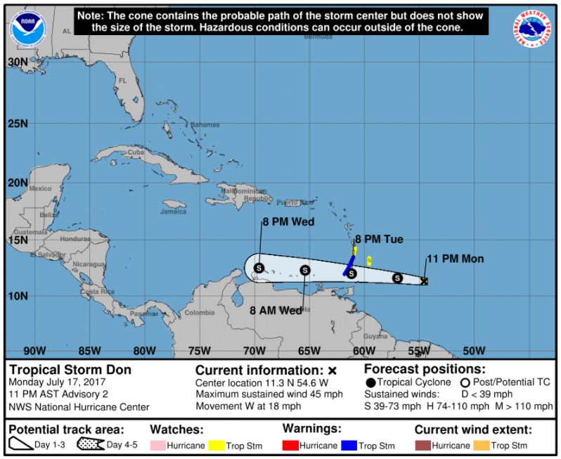 Tropical Storm Don forms in Atlantic