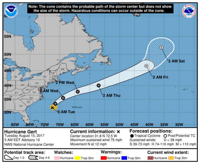 Hurricane Gert continues moving in Atlantic