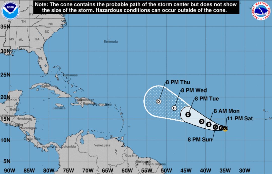 Tropical Storm Lee forms in the eastern Atlantic