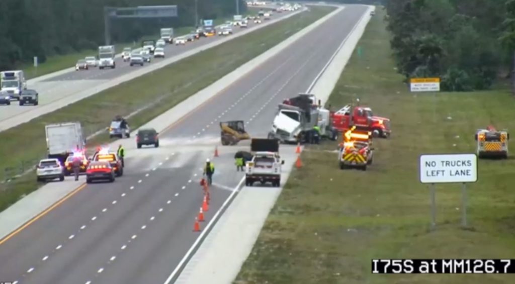 Dump truck rollover on I-75 caused hours of delays Tuesday