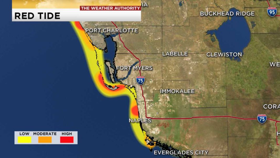 Southwest Florida red tide map for Aug. 29