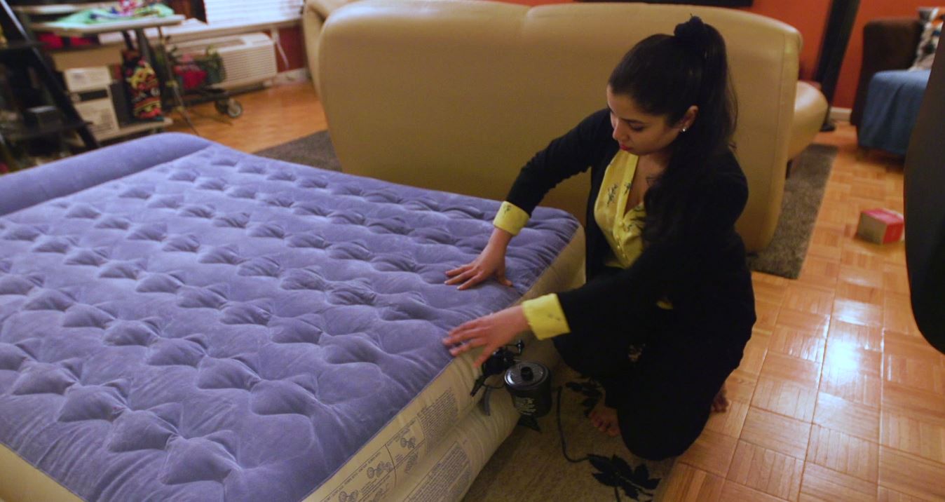 woman misses air mattress