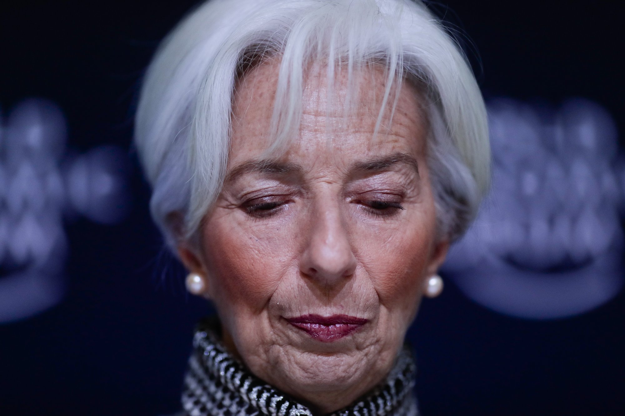 International Monetary Fund Managing Director Christine Lagarde briefs the media during a news conference at the annual meeting of the World Economic Forum, WEF, in Davos, Monday, Jan. 21, 2019. Photo via AP/Markus Schreiber.