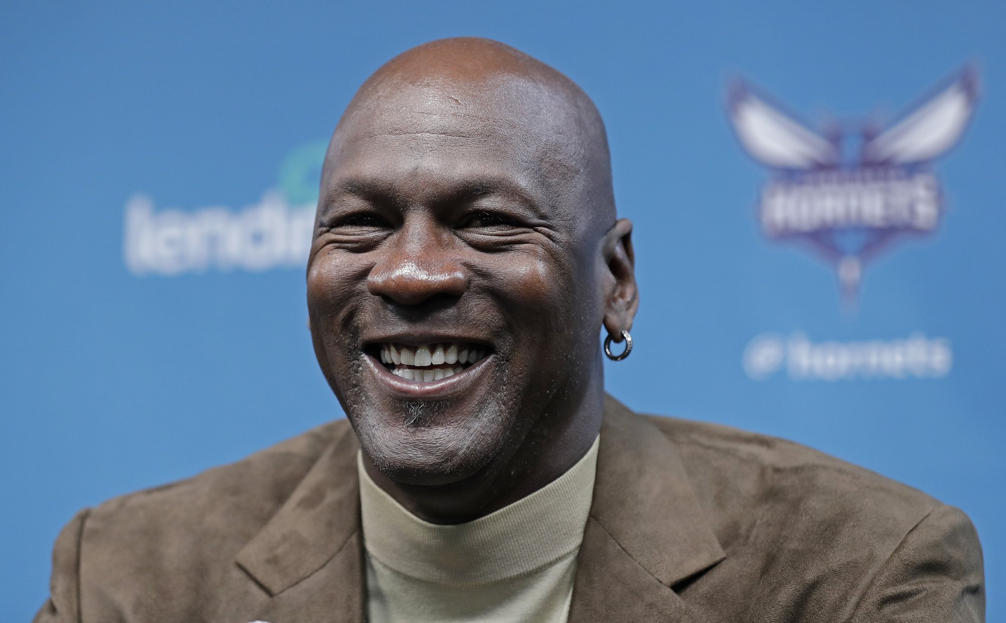 Charlotte Hornets owner Michael Jordan speaks to the media about hosting the NBA All-Star basketball game during a news conference in Charlotte, N.C., Tuesday, Feb. 12, 2019. (AP Photo/Chuck Burton)