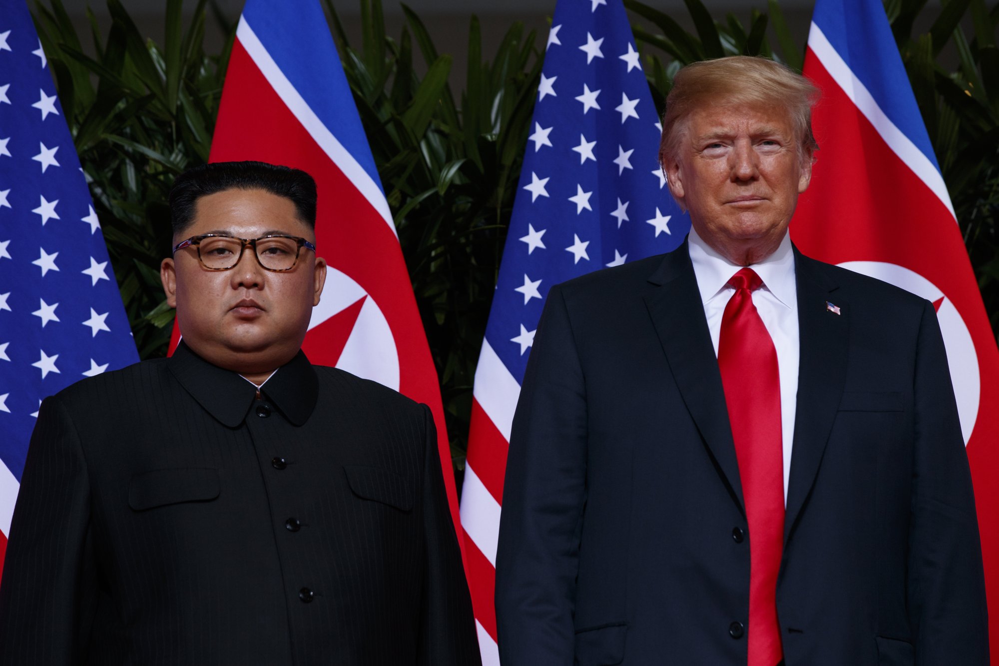 In this June 12, 2018, photo, U.S. President Donald Trump stands with North Korean leader Kim Jong Un during a meeting on Sentosa Island, in Singapore. For some observers, the nightmare result of the second summit between Trump and Kim is an ill-considered deal that allows North Korea to get everything it wants while giving up very little, even as the mercurial leaders trumpet a blockbuster nuclear success. (AP Photo/Evan Vucci)