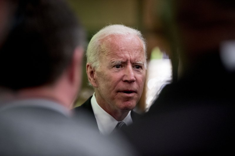 Former Vice President Joe Biden greets members of the audience after speaking to the International Association of Firefighters at the Hyatt Regency on Capitol Hill in Washington, Tuesday, March 12, 2019, amid growing expectations he'll soon announce he's running for president. (AP Photo/Andrew Harnik)