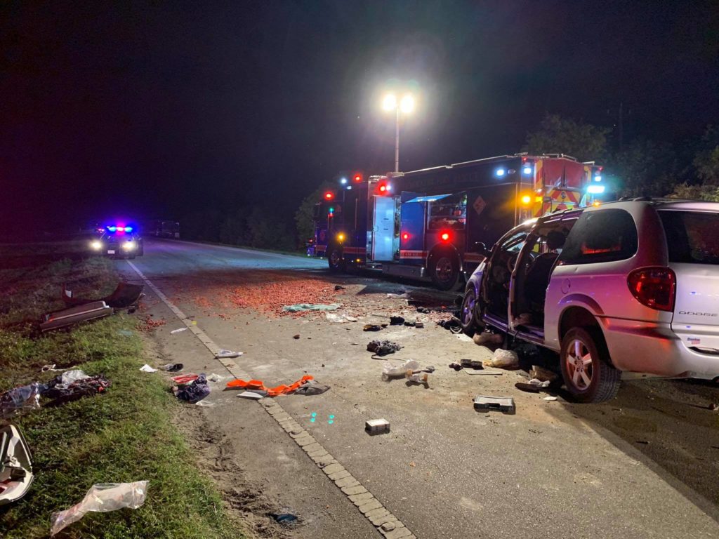 Minivan in Saturday evening crash at SR-29 & SR-82 where five people were injured, one of those fatally. (Credit: Immokalee Fire Control District)