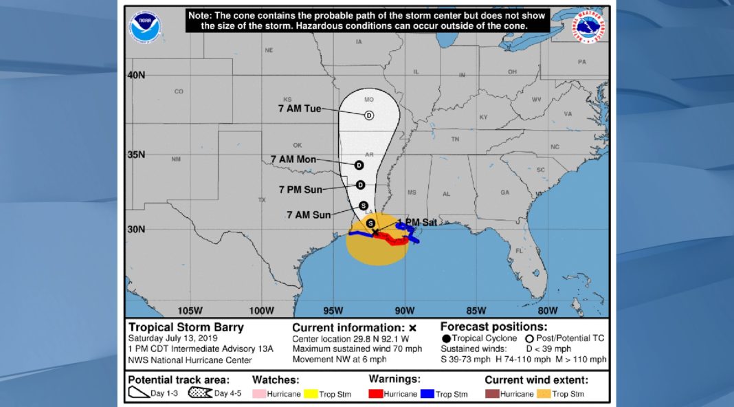 Barry makes landfall in Louisiana