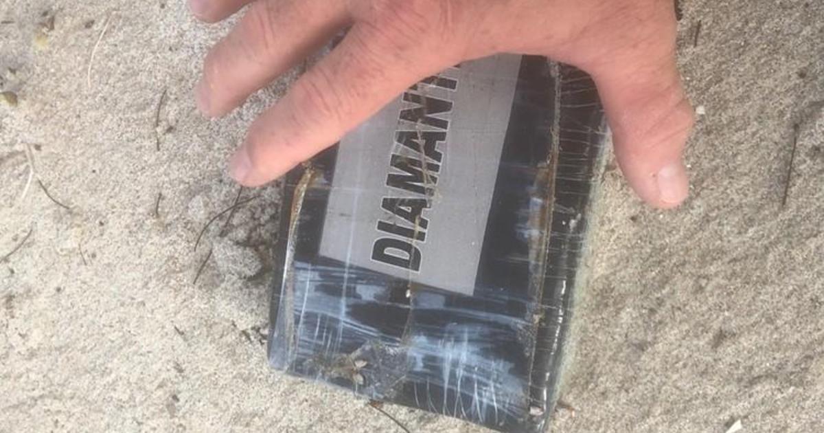 Brick of cocaine that wash ashore on a Florida beach. (Credit: CBS News)
