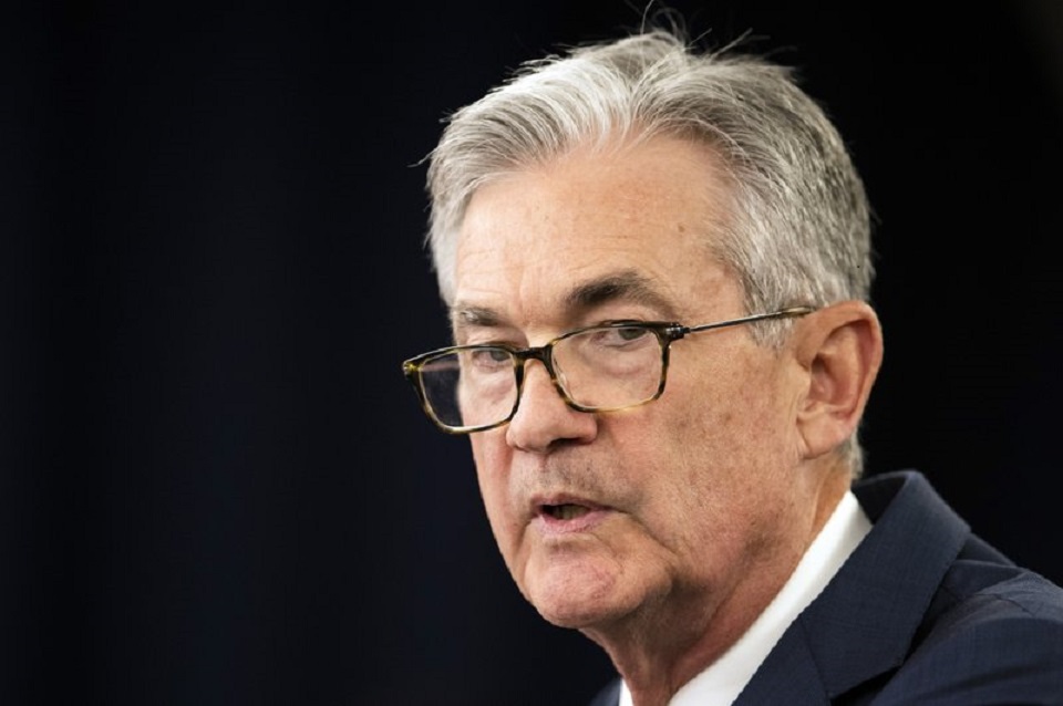 FILE - In this July 31, 2019, file photo Federal Reserve Chairman Jerome Powell speaks during a news conference following a two-day Federal Open Market Committee meeting in Washington. Federal Reserve Chairman Jerome Powell said Friday, Sept. 6, 2019 that the Fed is not expecting a U.S. or global recession. But it is monitoring a number of uncertainties, including trade conflicts, and will "act as appropriate to sustain the expansion."(AP Photo/Manuel Balce Ceneta, File)