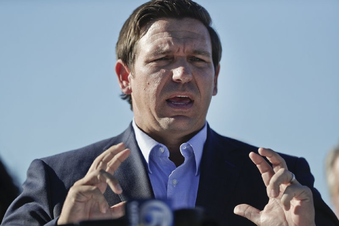 FILE - In this Jan. 29, 2019 file photo, Gov. Ron DeSantis speaks about his environmental budget at the Everglades Holiday Park during a new conference in Fort Lauderdale, Fla. Russian hackers gained access to voter databases in two Florida counties ahead of the 2016 presidential election, DeSantis said at a news conference Tuesday, May 14. DeSantis said the hackers didn’t manipulate any data and the election results weren’t compromised. He and officials from the Florida Department of Law Enforcement were briefed by the FBI and Department of Homeland Security on Friday, May 10. (AP Photo/Brynn Anderson, File)