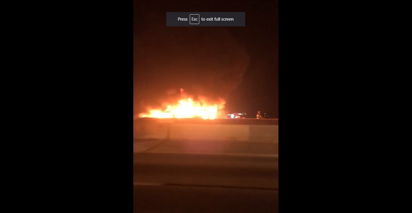 Screenshot of the car fire. (Credit: WINK News)