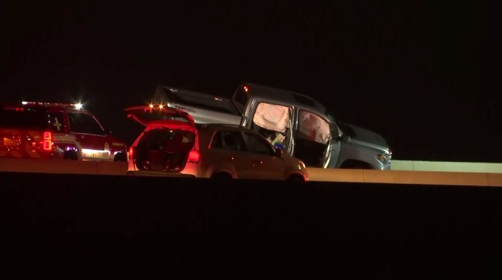 Complete Roadblock Threecar crash on Midpoint Bridge in Cape Coral