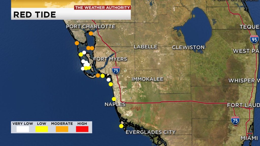 Latest red tide map shows dwindling concentrations