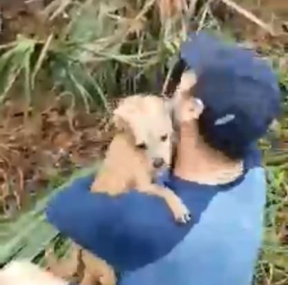 The dog owner when he was reunited with Max, his Chihuahua. (Credit: Flagler County Sheriff's Office)