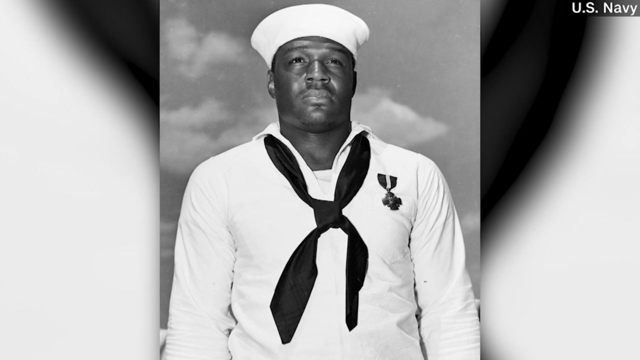 The US Navy will announce that it will name a new aircraft carrier after Doris "Dorie" Miller, a decorated African American World War II veteran who defended Pearl Harbor during the 1941 attack on the Hawaiian naval base. (Credit: U.S. Navy via CNN)