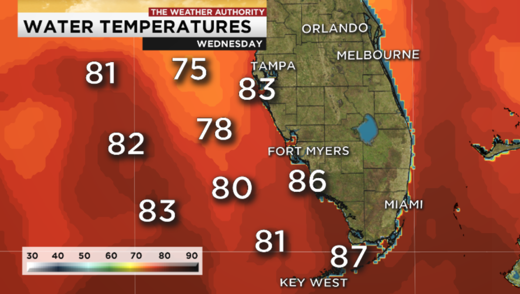 Gulf of Mexico much warmer than average, reaches 86 degrees along