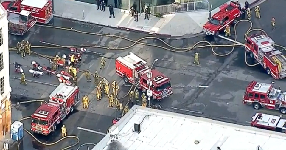 10 Firefighters Hurt After Explosion, Fire In Downtown Los Angeles