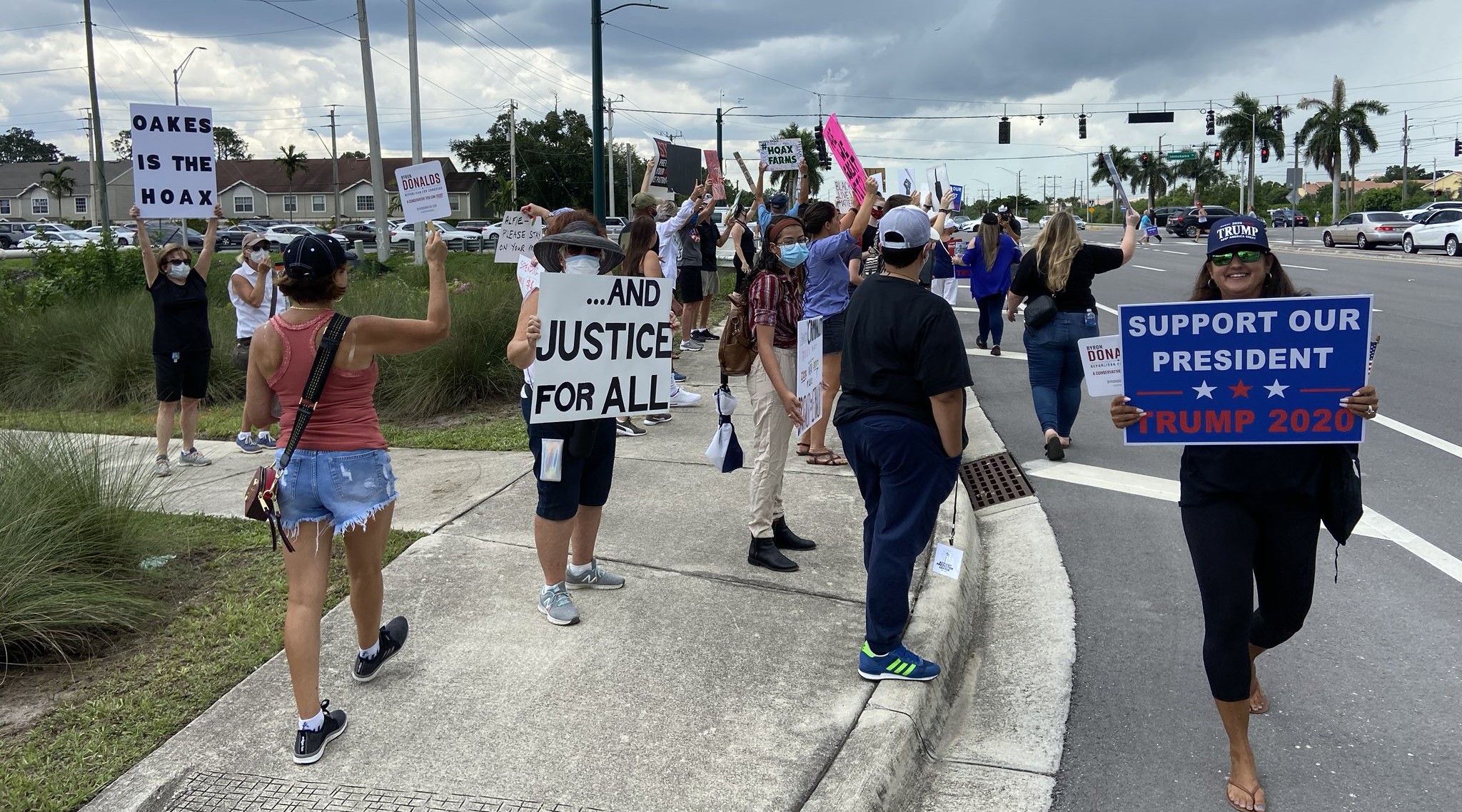 Crowds Gather At Seed To Table In Collier County For Protests