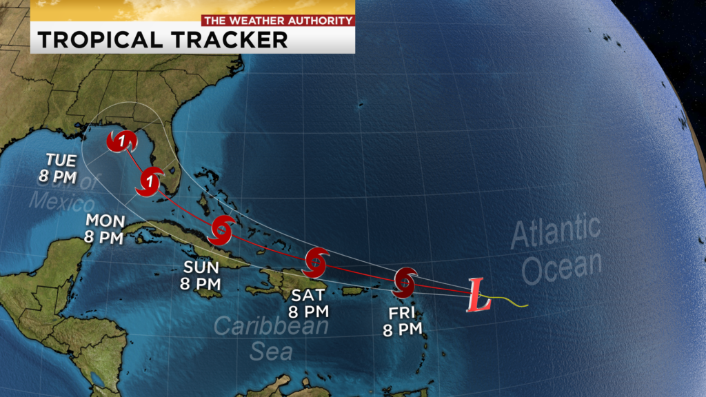 Tropical Depression 13 maintains speed; cone shifts some to the southwest