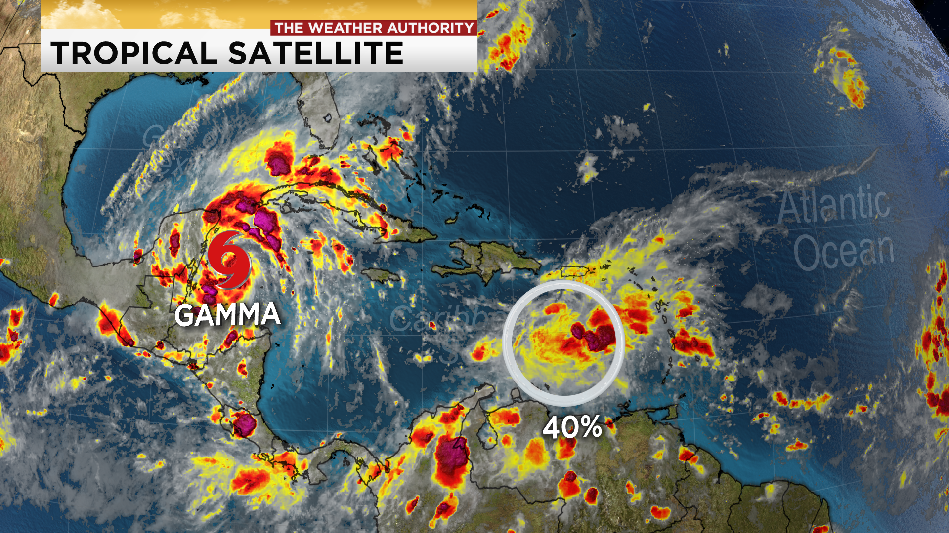 Tropical Storm Gamma forms in the NW Caribbean