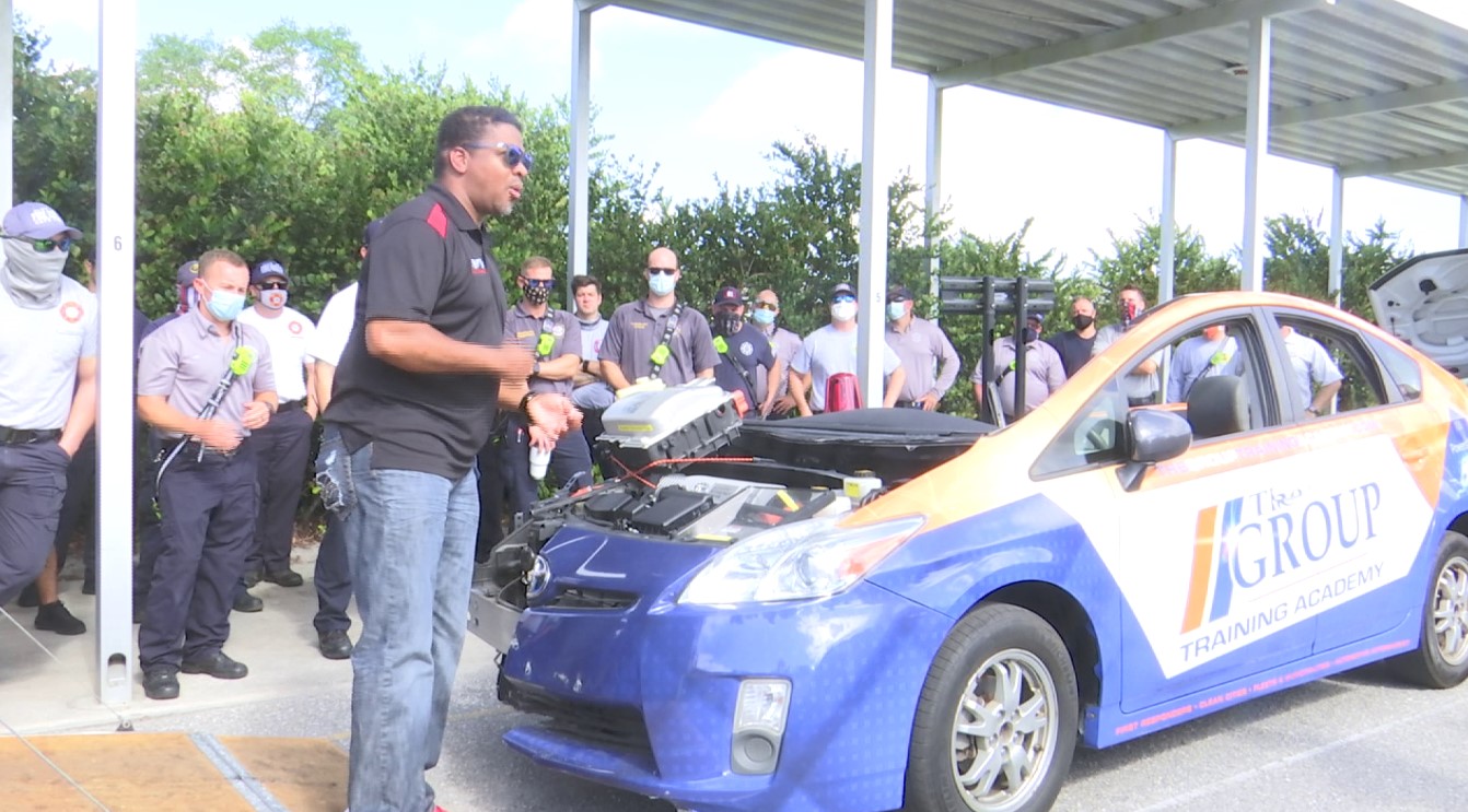 Firefighters learn how to save lives in hybrid-car crashes