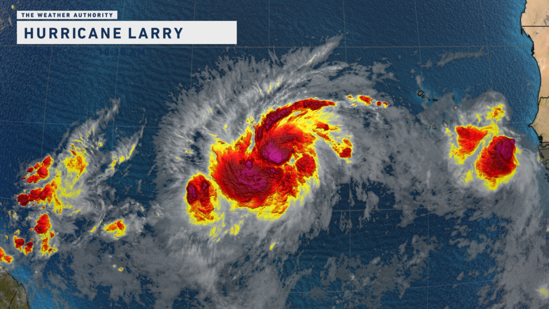 Hurricane Larry forms in the Mid-Atlantic