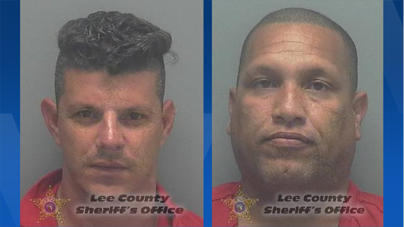 Two men were arrested in Lee County on Monday morning, suspected of stealing fuel and committing credit card fraud.