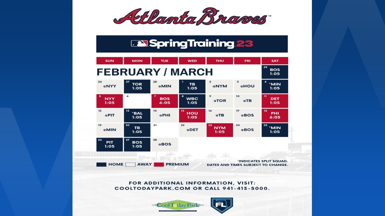 Atlanta Braves spring training schedule released, tickets available Nov. 12