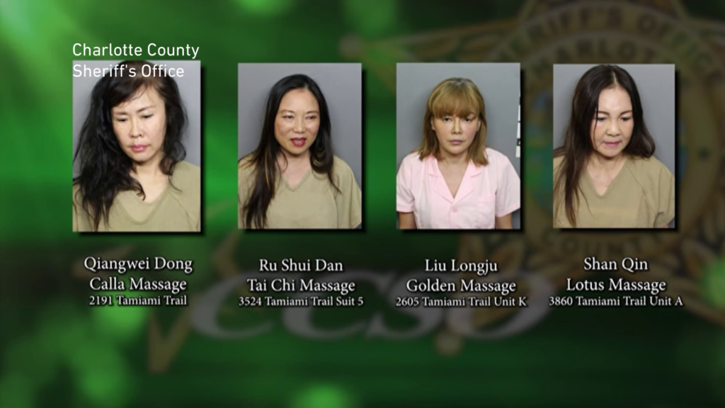 Charlotte County Women Arrested For Prostitution At Massage Parlors